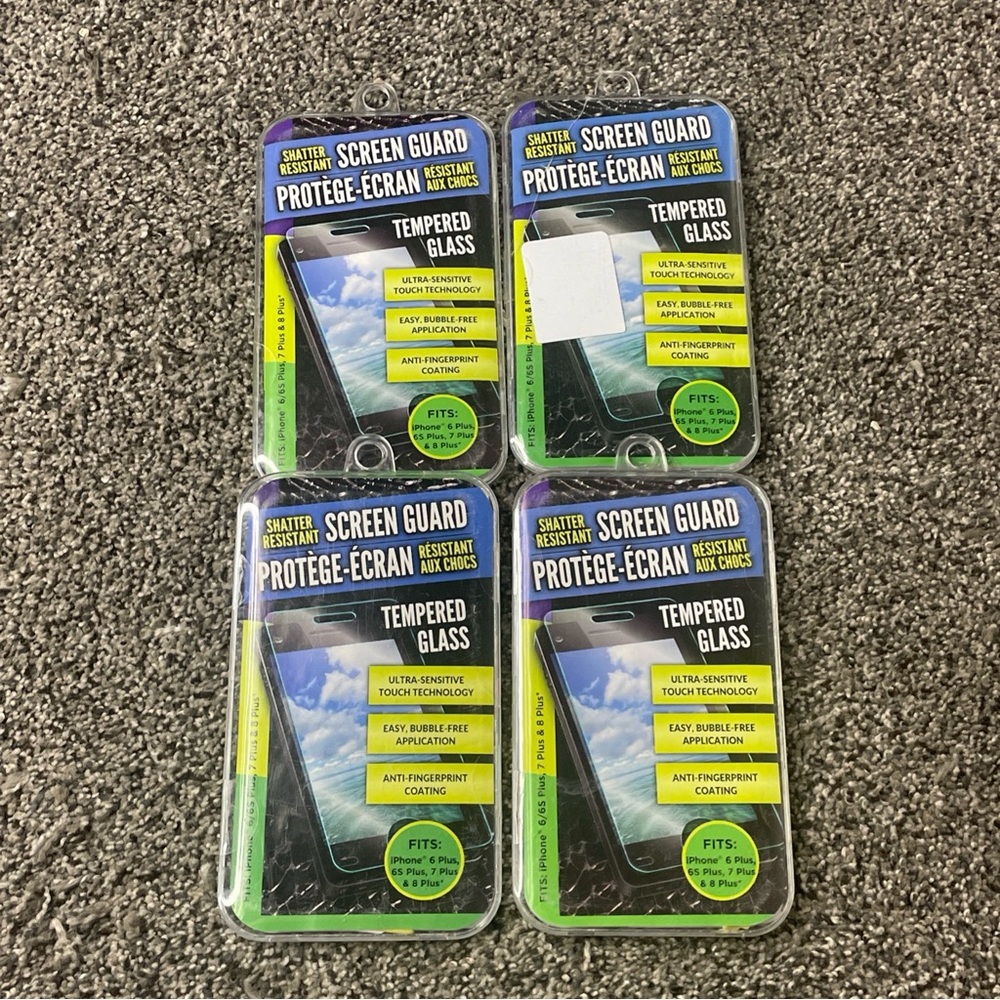 Lot Of 4 Shatter Resistant Tempered Glass Screen Guard iPhone 6 & 6S/7/8 Plus